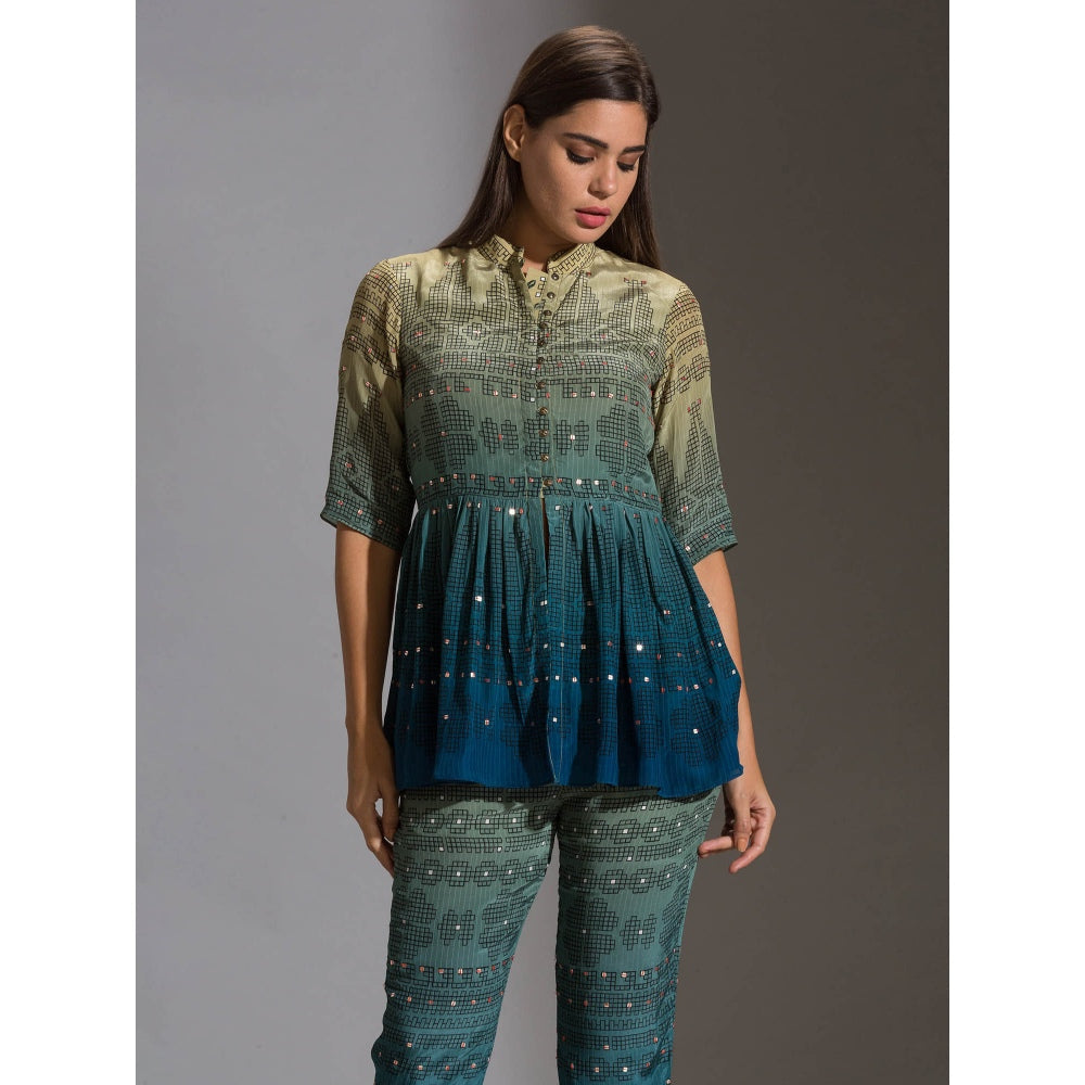 Soup By Sougat Paul Peplum Printed Top Paired With Printed Pants (Set of 2)