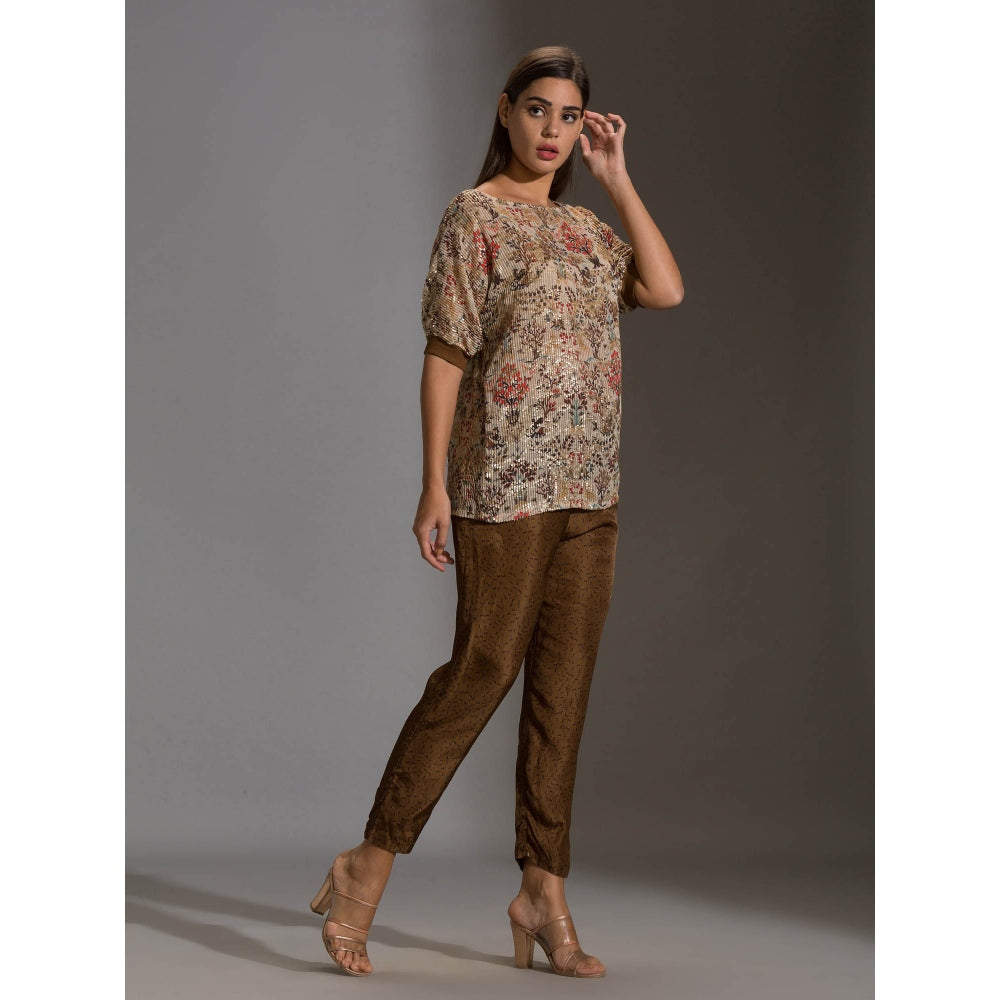 Soup By Sougat Paul Prired One Shoulder Top Paired With Printed Pants (Set of 2)