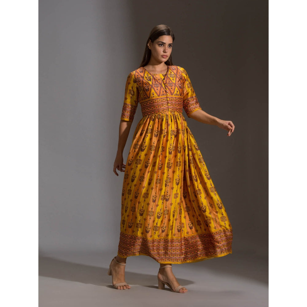 Soup By Sougat Paul Printed Dress Paired With Sleeveless Jacket (Set of 2)