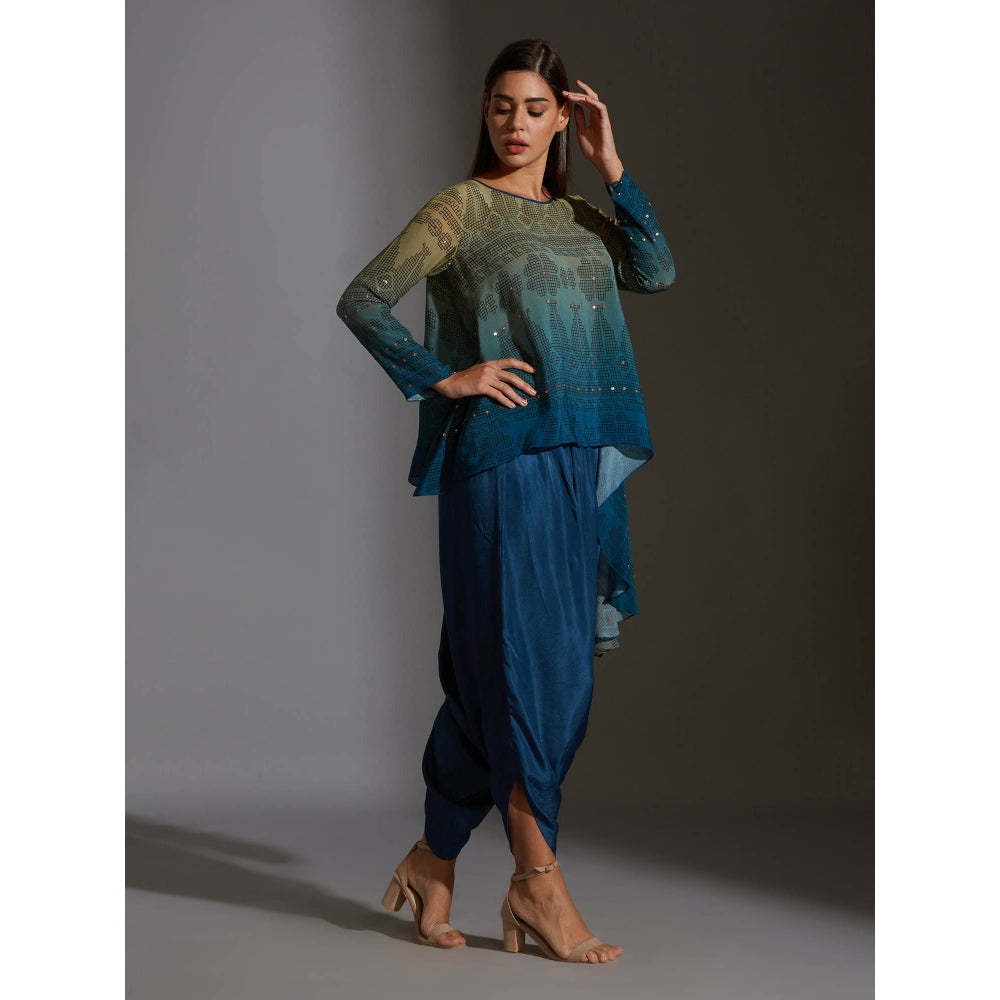 Soup By Sougat Paul Asymetrical Printed Top With Dhoti Pants (Set of 2)