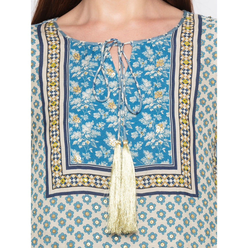 Soup by Sougat Paul Blue Printed Kurta With Dhoti Pants - Customisable (Set of 2)