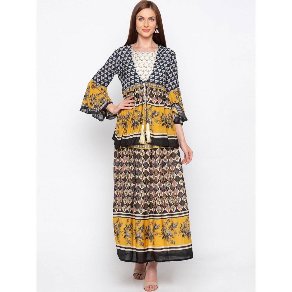 Soup by Sougat Paul Multicolor Printed Dress With Jacket - Customisable (Set of 2)