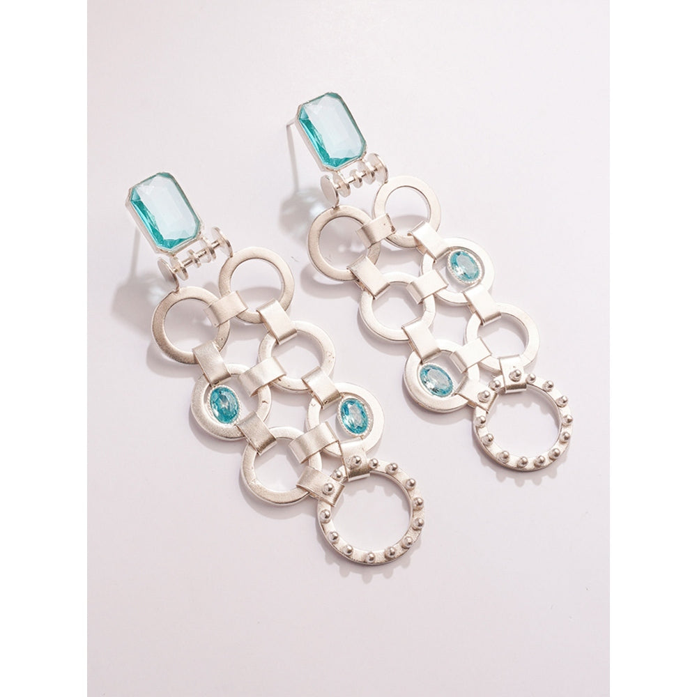 Suhani Pittie Crystal Palais Silver Danglers