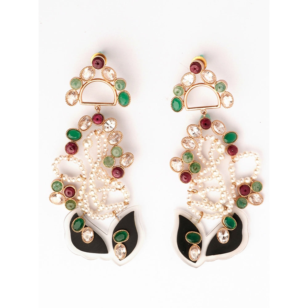 Suhani Pittie Moon Flower Gemstone Earrings