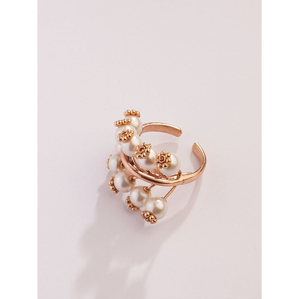 Suhani Pittie Pearl Ivy Gold Plated Tree Ring