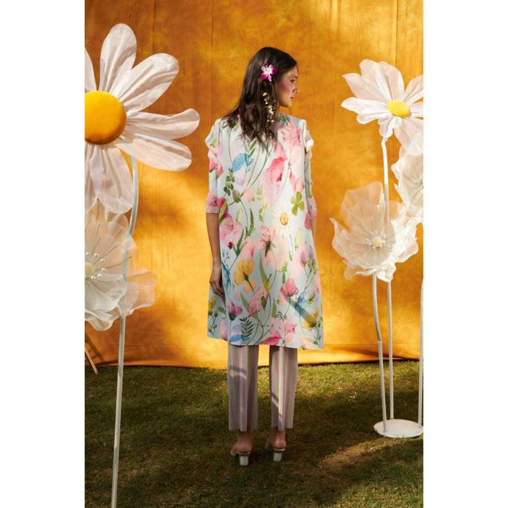 TASUVURE Laylon Lilies Floral Multi-Color Tunic - Lapis (Set of 2)