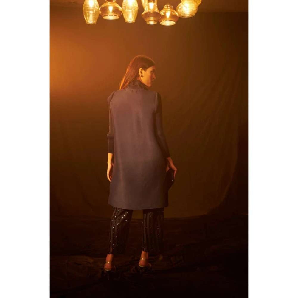 TASUVURE Bandgala Tunic with Sequins Pant and Sequins Scarf - Purple (Set of 3)