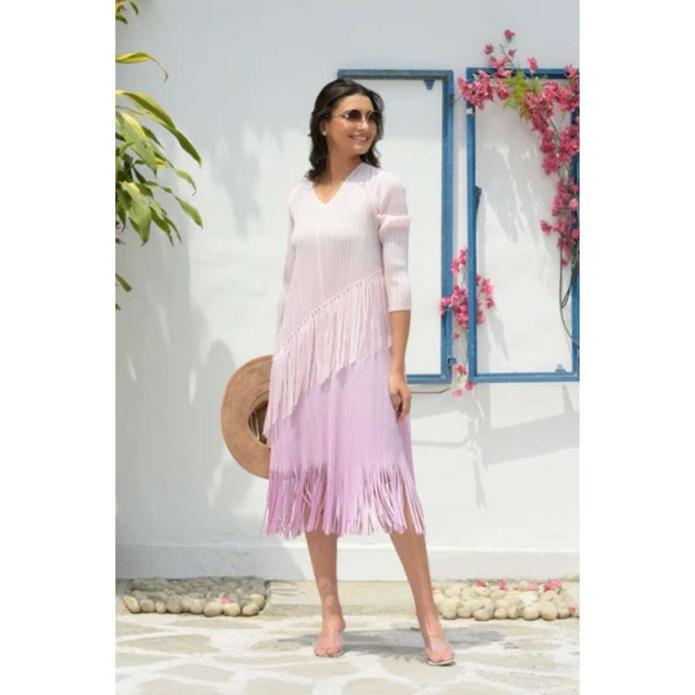 TASUVURE Barcelona Buzz Ombre Dress Beige