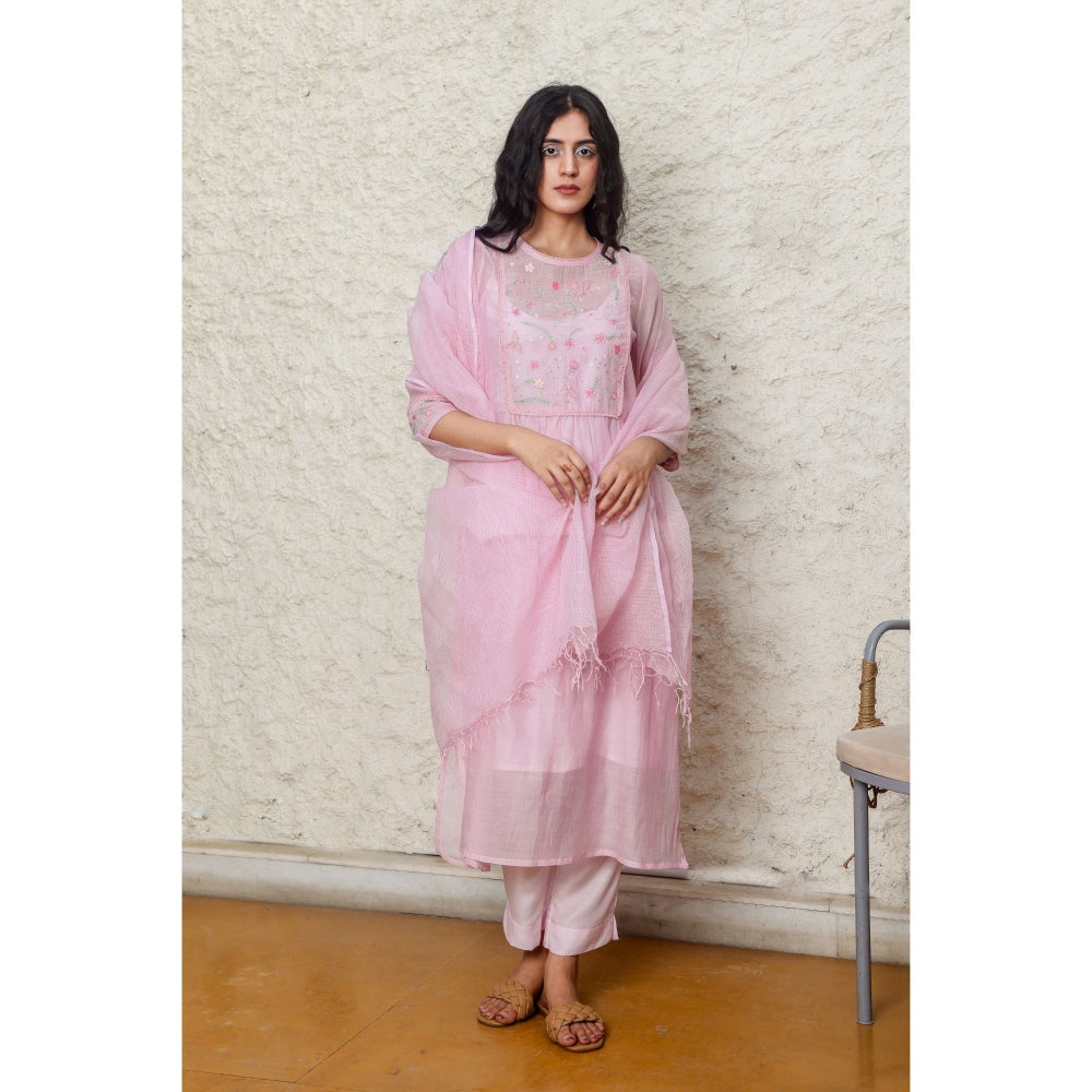 Tatwa Designs Pink Kota Doria Dupatta