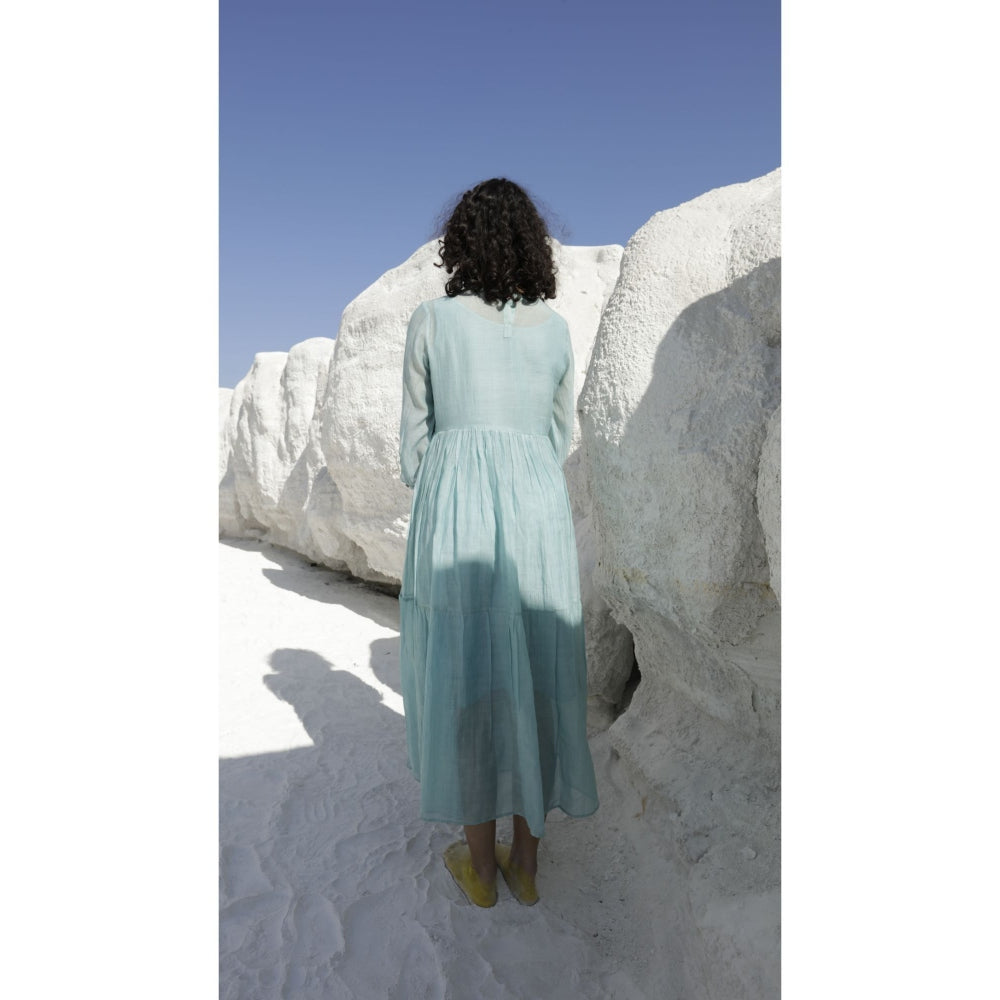 Tatwa Designs Teal Blue Tiered Dress (Set of 2)