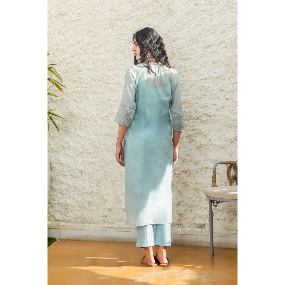 Tatwa Designs Mint Yoke Jaal Kurta (Set of 3)