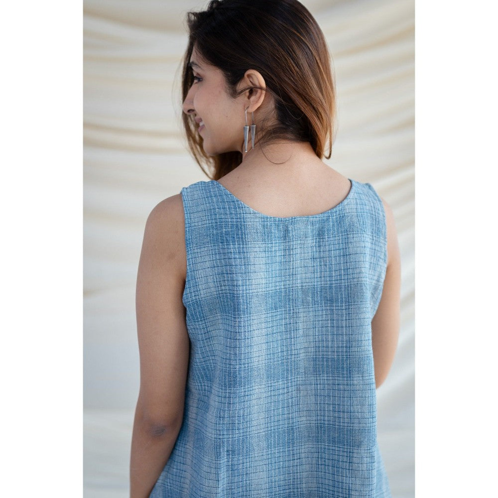 The Indian Ethnic Co. Blue Kala Cotton Short Top