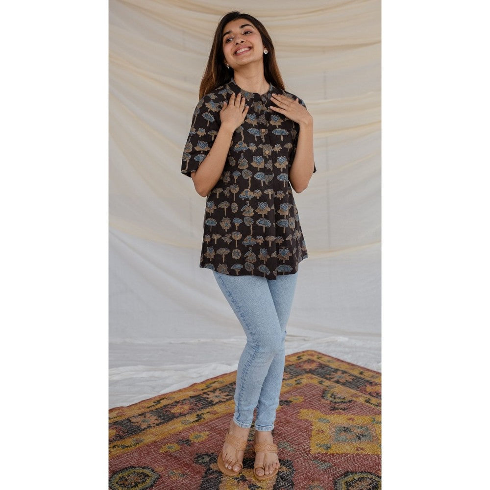 The Indian Ethnic Co. Black Ajrakh Cotton Tunic
