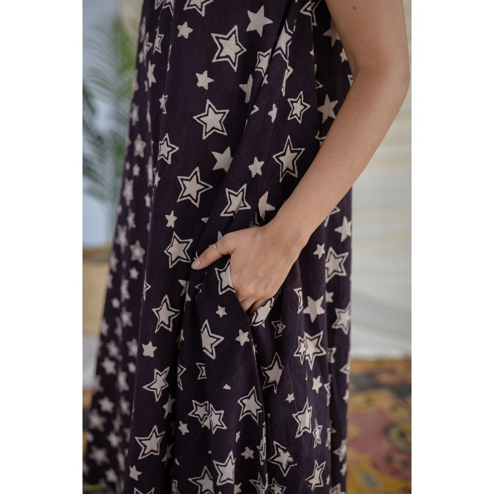 The Indian Ethnic Co. Black Ajrakh Cotton Dress