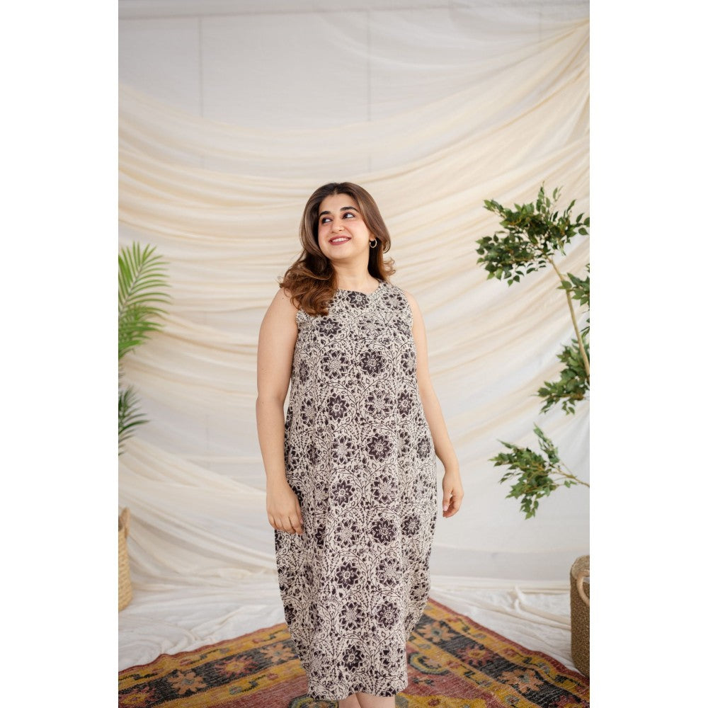 The Indian Ethnic Co. Black Kalamkari Cotton Dress