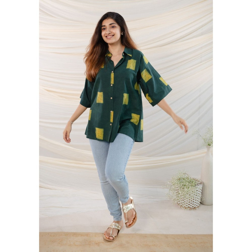 The Indian Ethnic Co. Green Dabu Cotton Green Shirt