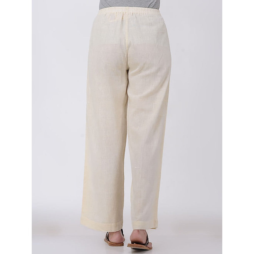 The Indian Ethnic Co. Ivory Elasticated Organic Cotton Palazzo