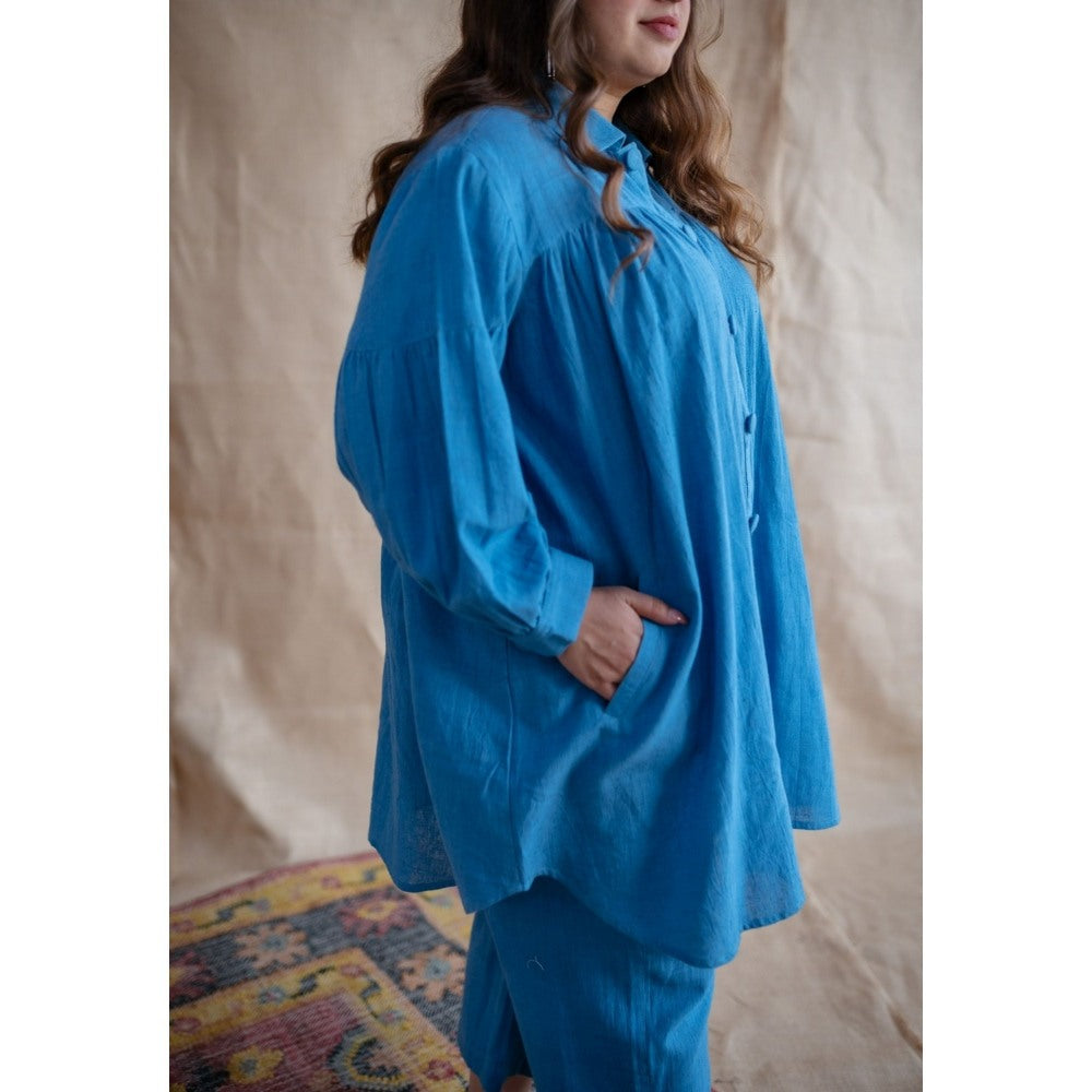 The Indian Ethnic Co. Tieco Dyeverse - Blue Kala Cotton Co-Ords (Set of 2)