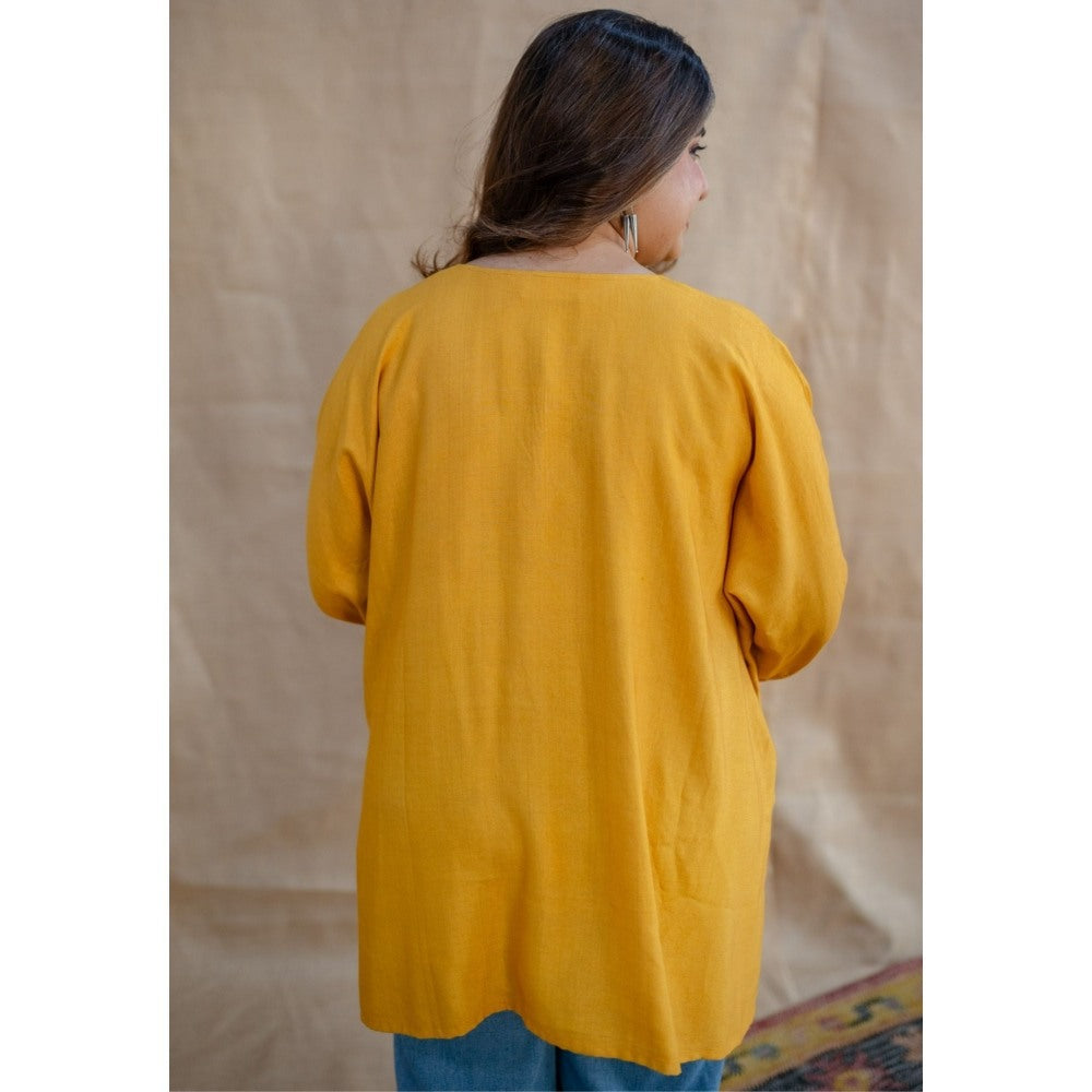 The Indian Ethnic Co. Tieco Dyeverse - Yellow Tussar Viscose Top