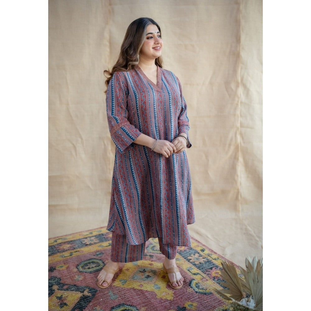 The Indian Ethnic Co. Eesha Modal Tissue Ajrakh Co-Ord Set (Set of 2)
