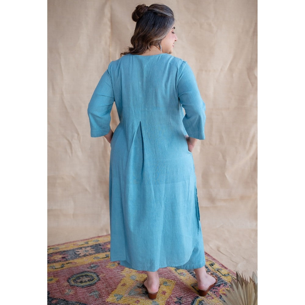 The Indian Ethnic Co. Blue Kala Cotton Kurta and Co-Ords Set