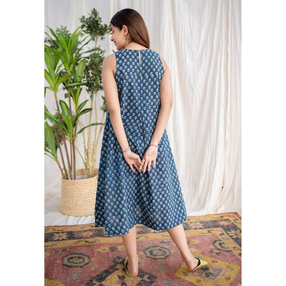 The Indian Ethnic Co. Indigo Ajrakh Cotton Dress