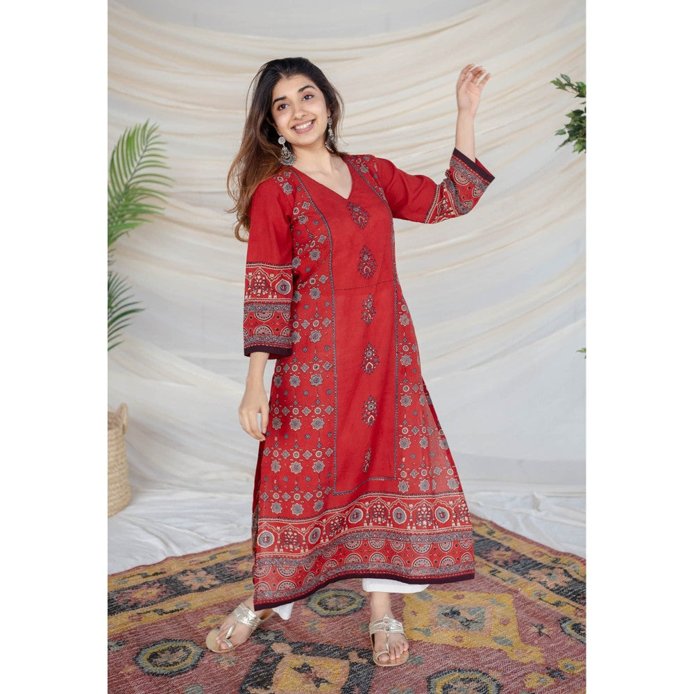 The Indian Ethnic Co. Madder Ajrakh Cotton Kurta