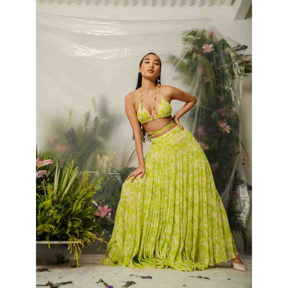 THE IASO Green Kioko Bralette & Midi Skirt (Set of 2)