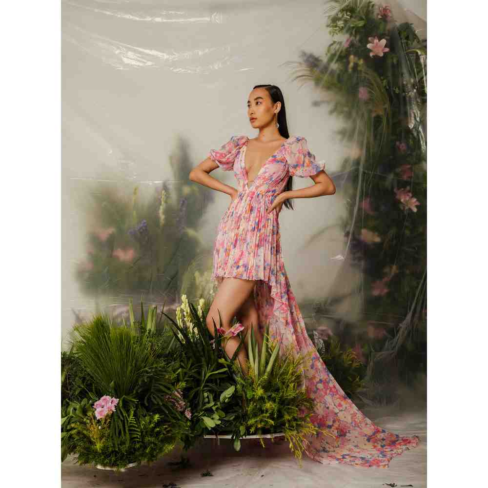 THE IASO Pink Manami High Low Trail Dress