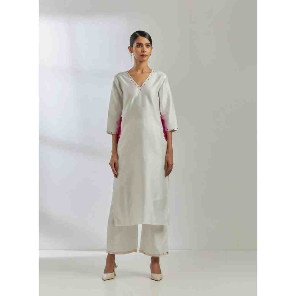 White Crush Silk Kurta