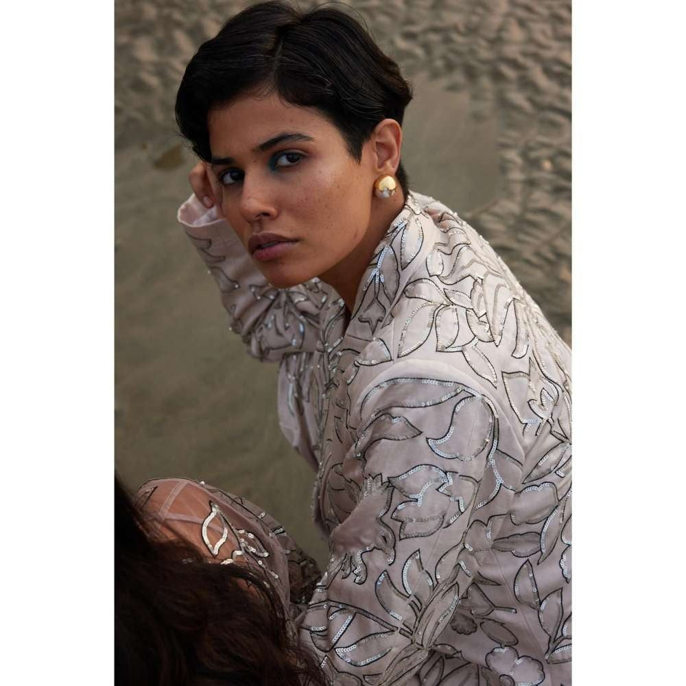 Twinkle Hanspal Hand Embroidered Blazer with Pant (Set of 2)