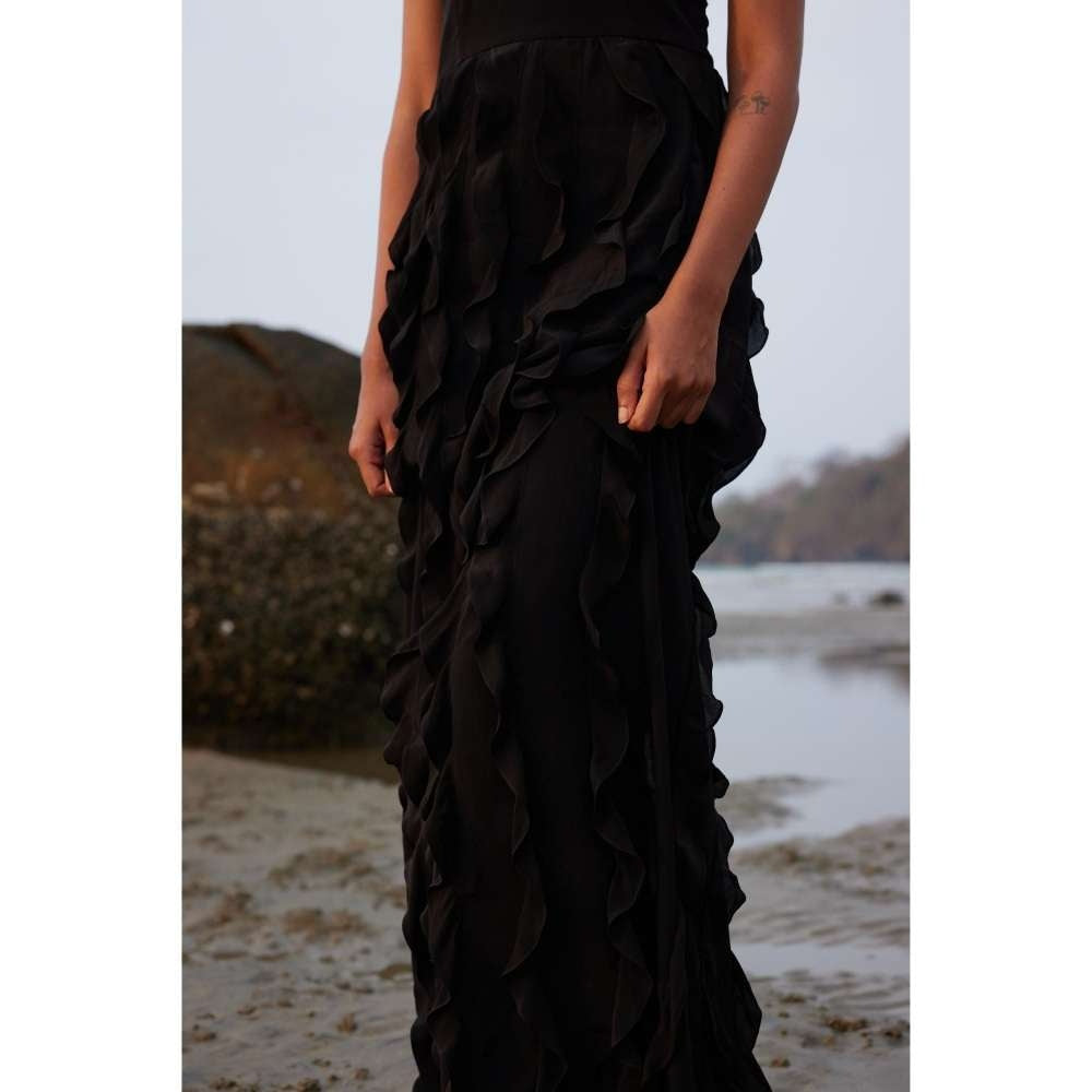 Twinkle Hanspal Strapless Maxi Dress with Frills Detailing