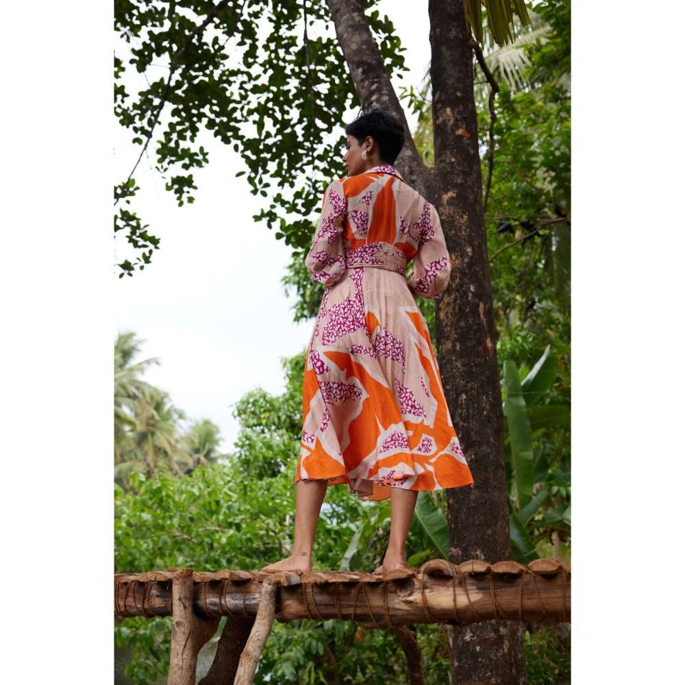 Twinkle Hanspal Printed Midi Dress with Midrif Details