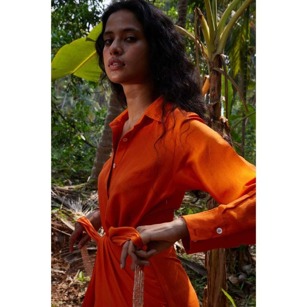 Twinkle Hanspal Layered Shirt Dress with Sarong Embellished Belt