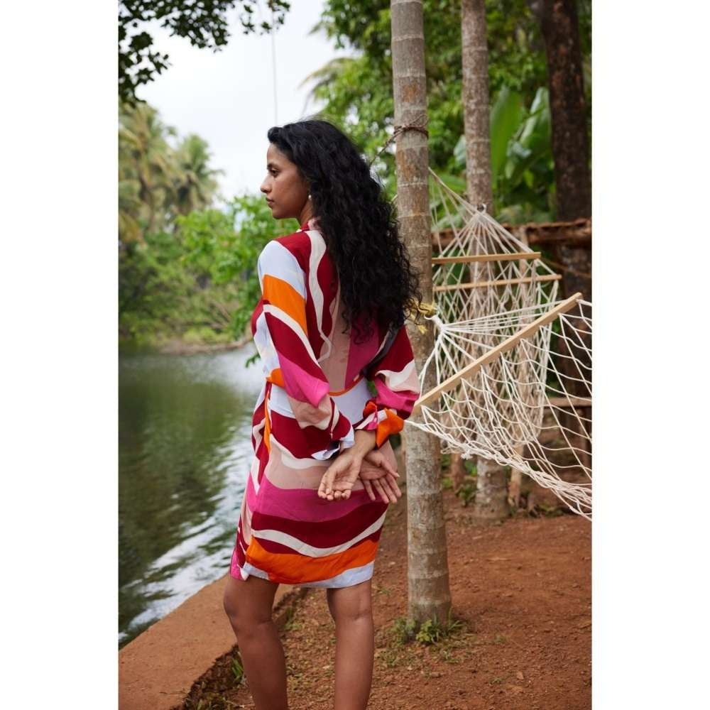 Twinkle Hanspal Printed Short Dress with Wrap Over