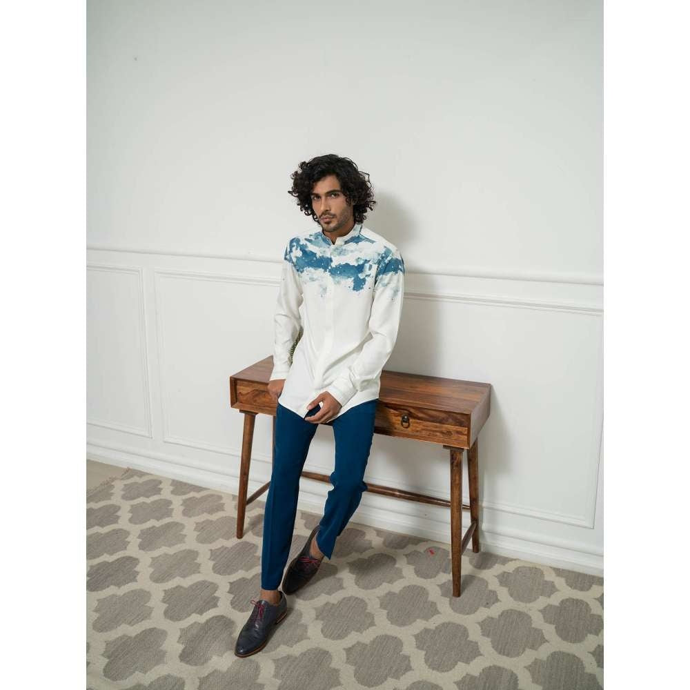 Varun Chakkilam White and Reverie Blue Smog Shirt