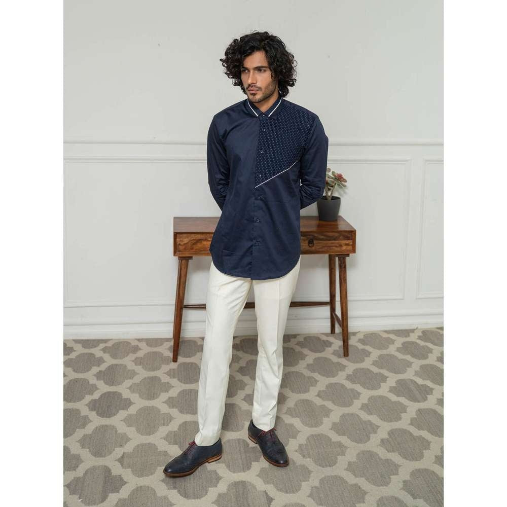 Varun Chakkilam Sundown Navy Blue Streak Shirt