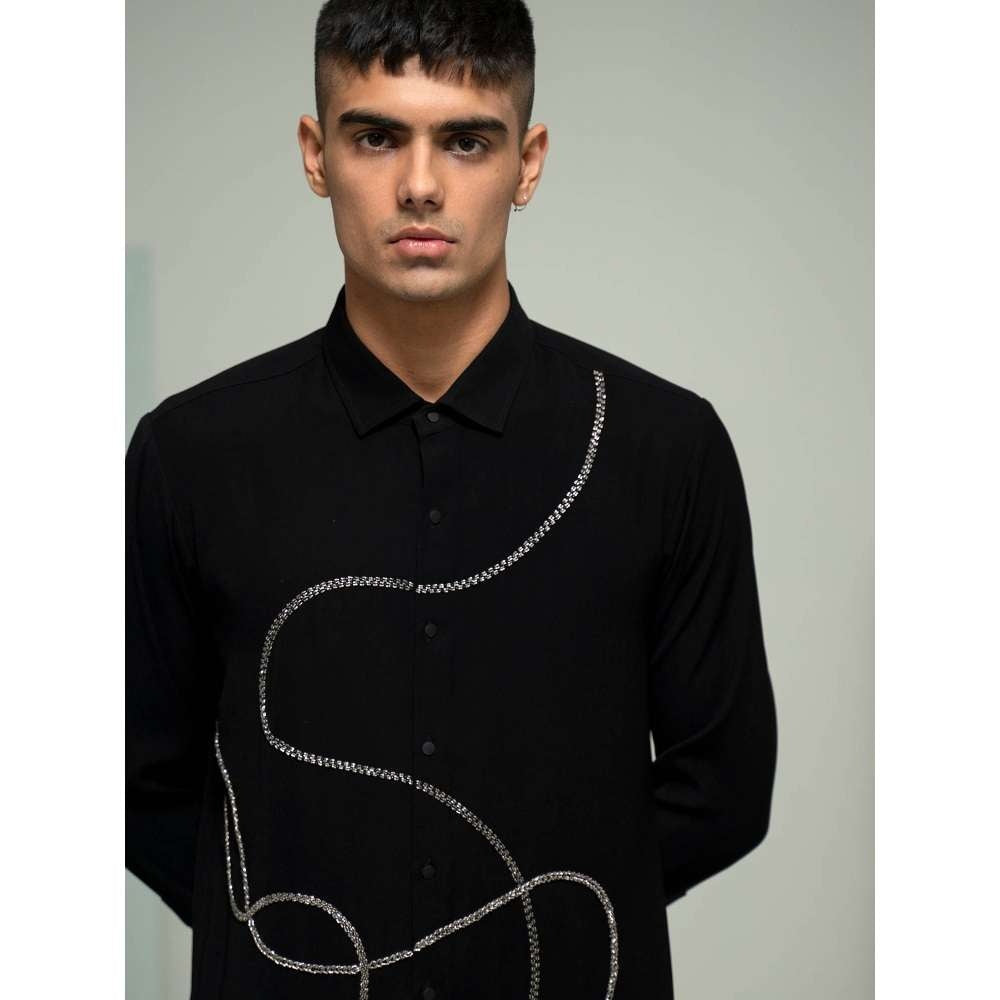Varun Chakkilam Black Metallic Chain Shirt