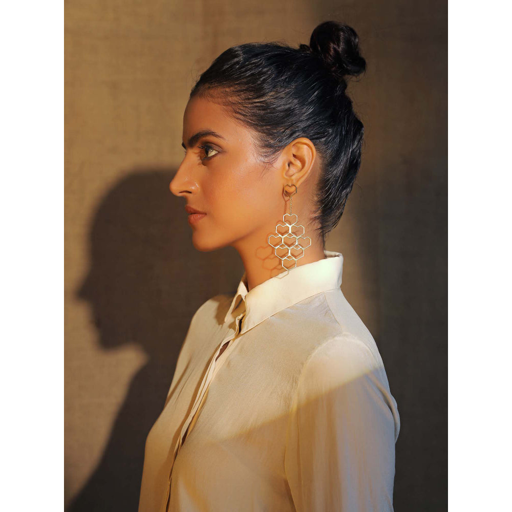 VARNIKA ARORA Troop- 22K Gold Plated Heart Dangler Earrings