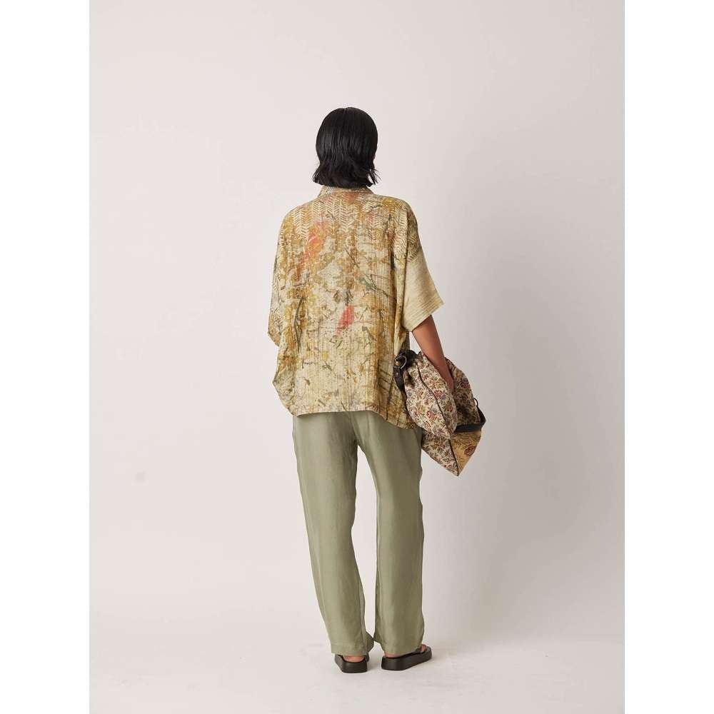 YAVI Women's Ceclia Floral & Printed Beige Shirt