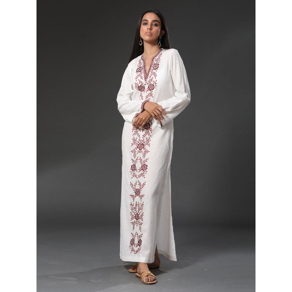 Zeefaa Pearl White Cancun Kaftan