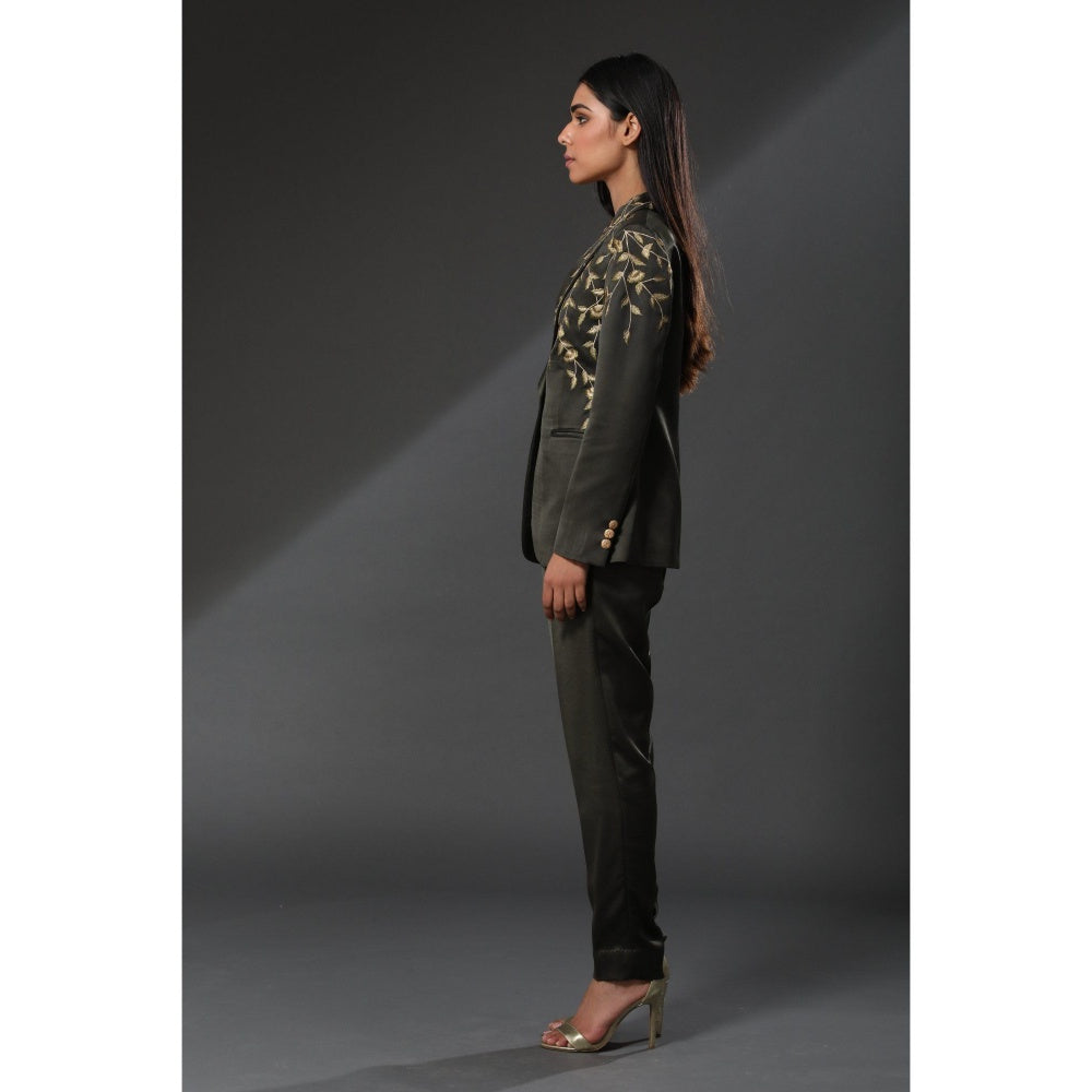Zeefaa Midnight French Floral Blazer