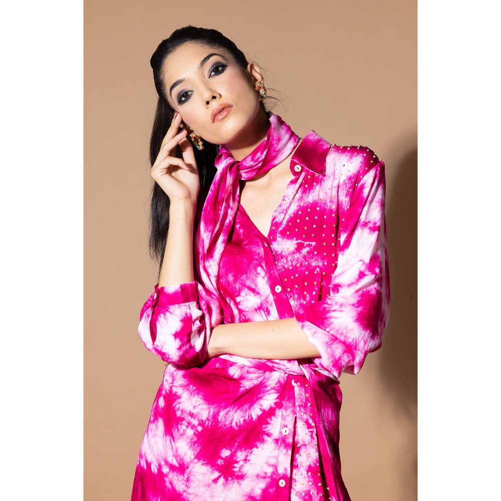 Zeefaa Magenta Wee Hour Wrap Dress