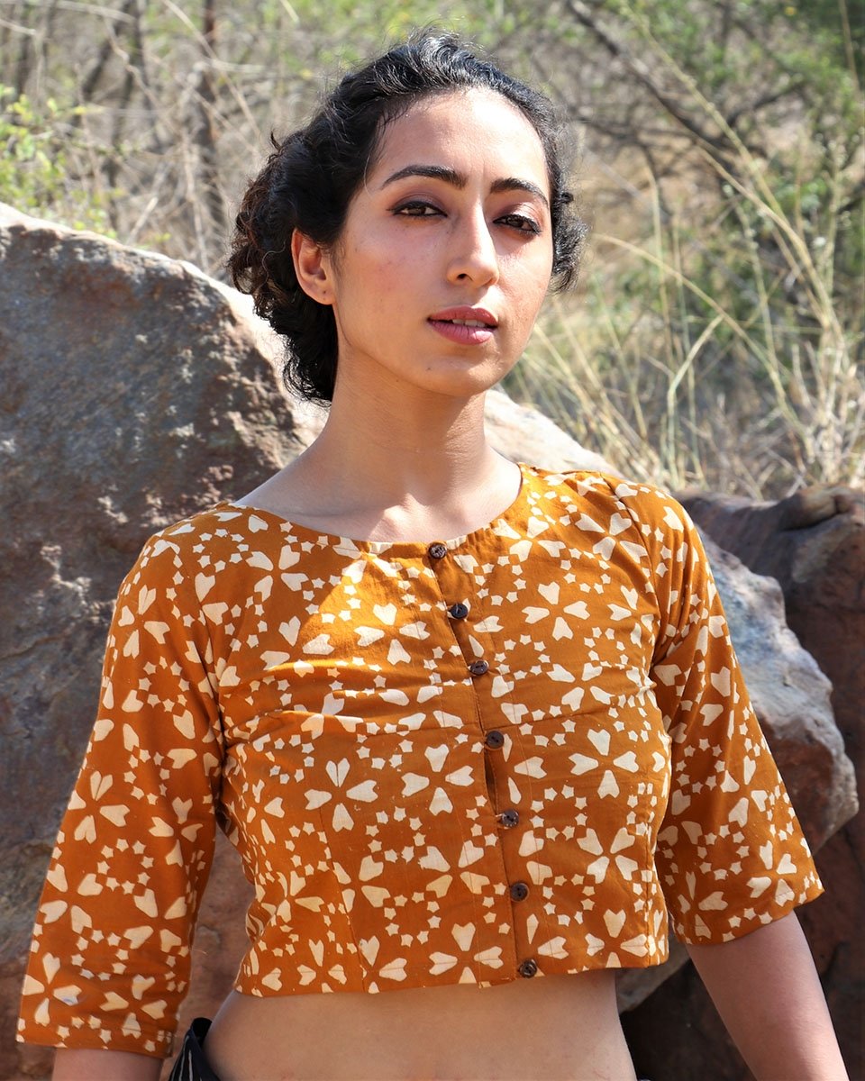 Chidiyaa Mustard Cotton Blouse