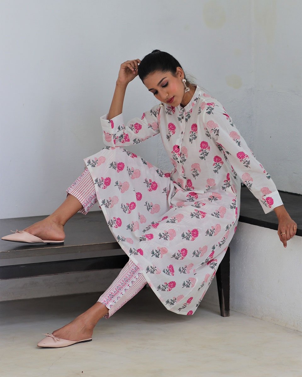 PINK BLOCKPRINTED COTTON BOTTOMS