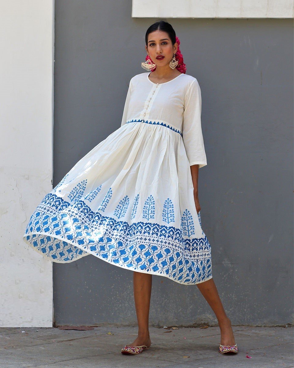 Chidiyaa Ivory Cotton Dress