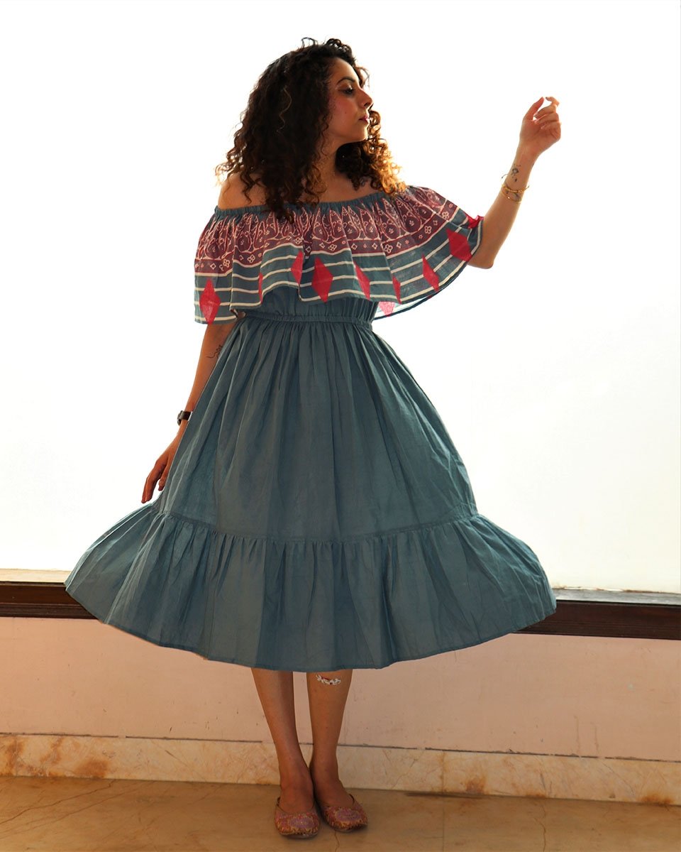 Chidiyaa Blue Cotton Dress