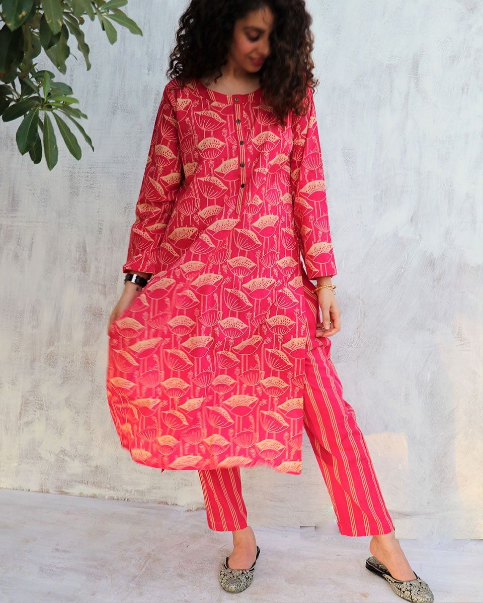 Rani Jal blockprinted Kurti