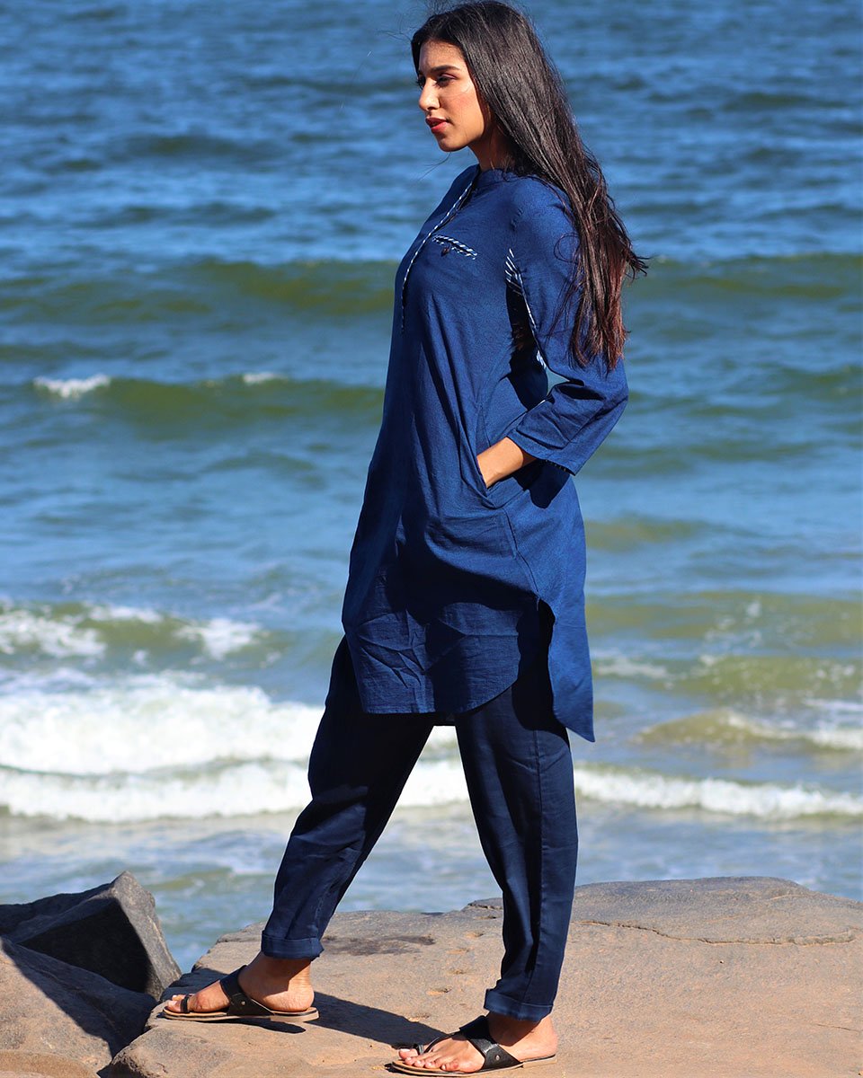 Chidiyaa Blue Chanderi Pant