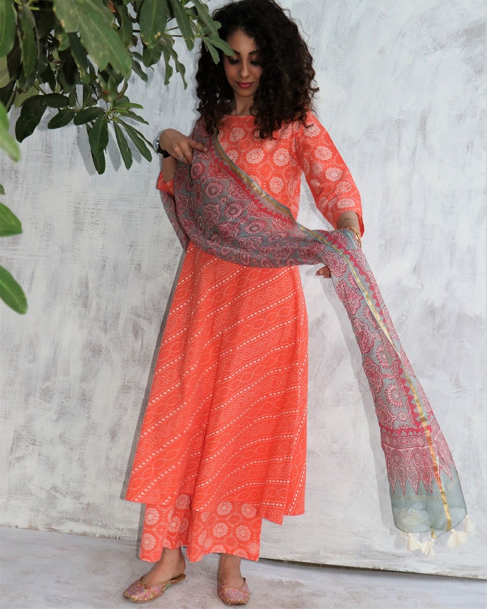 Chidiyaa Coral Kota Silk Palazzo
